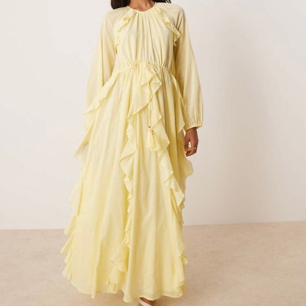 ASOS Designs Lemon Ruffle Ruched Maxi Dress NWT - 12